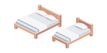 Habitación con cama de matrimonio y otra individual